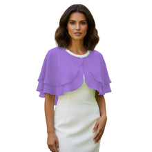 Double Layer Chiffon Peplum Shrug | Solid Color Elegant Evening Bolero | Women's Dressy Cardigan Cover-Up Top C40