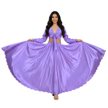 Red Satin Full Circle Skirt & Full Sleeve Top, dramatic performance costume.