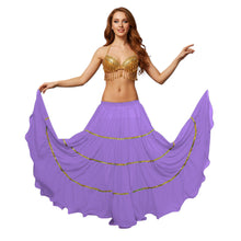 16 Yard 4-Tier Belly Dance Skirt with Gold Trim | Tribal Fusion Gypsy C5