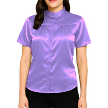 Satin Short Sleeve Button Down Shirt | Chic Blouse S-3XL | 41 Colors S85