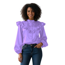 Red Satin Long Sleeve Blouse, dramatic classic button down.