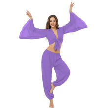 Ultimate Chiffon Belly Dance Costume Set (S-5XL) - 2PC Harem Pant & Ruffle Top | 30 Colors C29