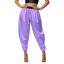 Satin Tapered Party Pants • Plus Size Elastic Waist Trousers • Women's Elegant Night Out Bottoms  S145