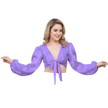 Royal Blue Satin Ruffle Dance Top, elegant evening choli.