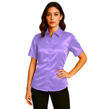 Satin Short Sleeve Button Down Shirt | Button Down Nightwear S-3XL | 41 Colors S107