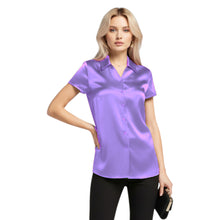 Satin Short Sleeve Button Down Shirt | Chic Blouse S-3XL | 41 Colors S118