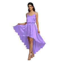 Salmon Satin Asymmetrical Skirt, soft warm high-low maxi.