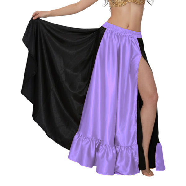 Satin Half Circle Skirt w/ Frill | Elegant Dance Flow S-3XL | 41 Colors S52