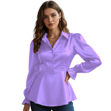 Satin Victorian Button-Down Shirt | Long Sleeve Blouse S-3XL S86