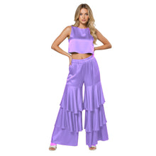 Satin 3-Layer Palazzo Pants | Wide Leg Party Trousers S-3XL | 41 Colors S97