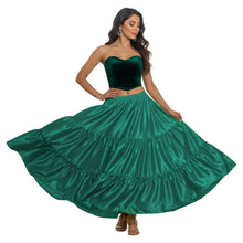 Satin 8 Yard 3 Tier Belly Dance Skirt | Full Volume Flow S-5XL S3