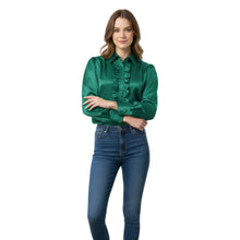 Salmon Satin Vintage Blouse, soft warm button down.