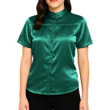 Satin Short Sleeve Button Down Shirt | Chic Blouse S-3XL | 41 Colors S85