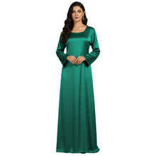 Satin Long Sleeve Modest Gown | Full Length Hijab Dress S-3XL | 41 Colors S121