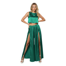 Front Cut Palazzo & Top Set for Women – Wide Leg Slit Pants Co-Ord Outfit, 41 Colors, S–5XL S147
