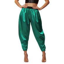 Satin Tapered Party Pants • Plus Size Elastic Waist Trousers • Women's Elegant Night Out Bottoms  S145