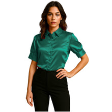 Satin Short Sleeve Button Down Shirt | Button Down Nightwear S-3XL | 41 Colors S107