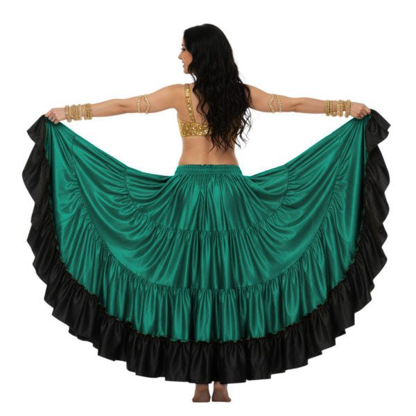 Ultimate Satin 25 Yard 4 Tier Skirt | Black Contrast Flow S-3XL S65