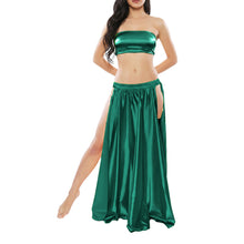 Satin Belly Dance Side Cut Skirt | Slit Flow Costume Plus Size | 41 Colors S1