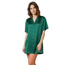 Satin Night Wear Long Shirt | Loose Sleep Shirt Dress S-3XL | 41 Colors S111
