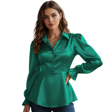 Satin Victorian Button-Down Shirt | Long Sleeve Blouse S-3XL S86