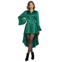 Satin Victorian Long Shirt Dress | Button Down Tunic S-3XL | 41 Colors S113