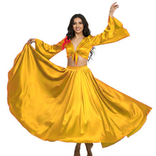 Satin Belly Dance Full Circle Skirt & Ruffle Top Set S-3XL | 41 Colors S76