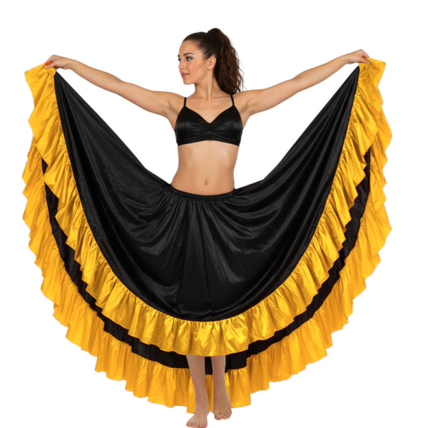 Satin 12 Yard Skirt w/ Frill | Full Volume Dance S-3XL | 41 Colors S22
