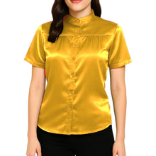Satin Short Sleeve Button Down Shirt | Chic Blouse S-3XL | 41 Colors S85