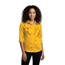 Silver Satin Vintage Style Button Down, metallic retro blouse.