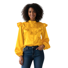 Salmon Satin Long Sleeve Button Down, soft warm blouse.