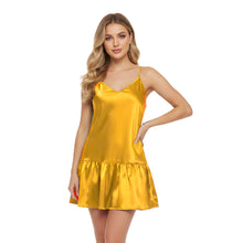 Salmon Satin Night Wear Gown, soft warm sleep dress.