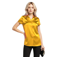 Satin Short Sleeve Button Down Shirt | Chic Blouse S-3XL | 41 Colors S118