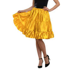 Sky Blue Satin 3-Layer Short Skirt, lightweight tiered ruffle mini.