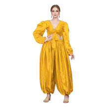 Sky Blue Satin Harem Pant Set, lightweight dance costume.