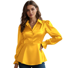 Satin Victorian Button-Down Shirt | Long Sleeve Blouse S-3XL S86