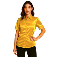 Satin Short Sleeve Button Down Shirt | Button Down Nightwear S-3XL | 41 Colors S107
