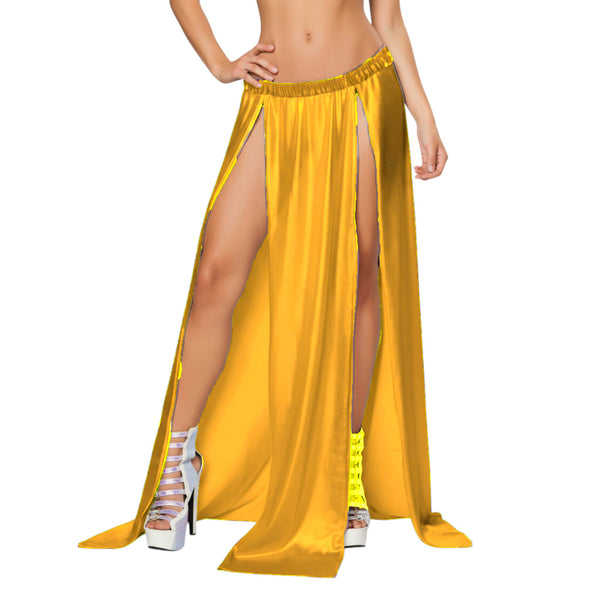 Satin Maxi Skirt Front Slit | Full Length Party Wear S-3XL S96