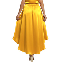 Cream Satin High-Low Skirt, soft flowing evening wear.
