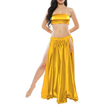 Satin Belly Dance Side Cut Skirt | Slit Flow Costume Plus Size | 41 Colors S1