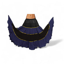 16 Yard 4-Tier Belly Dance 2-Color Skirt with Gold Trim | Tribal Fusion Gypsy C6