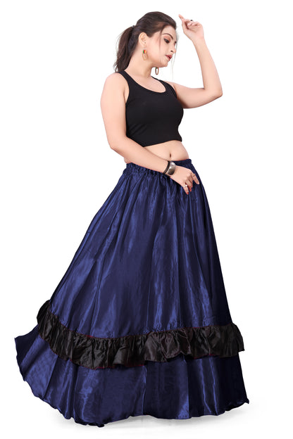 Belly Dance Satin Full Circle Skirt With Frill S33-Regular Size 3