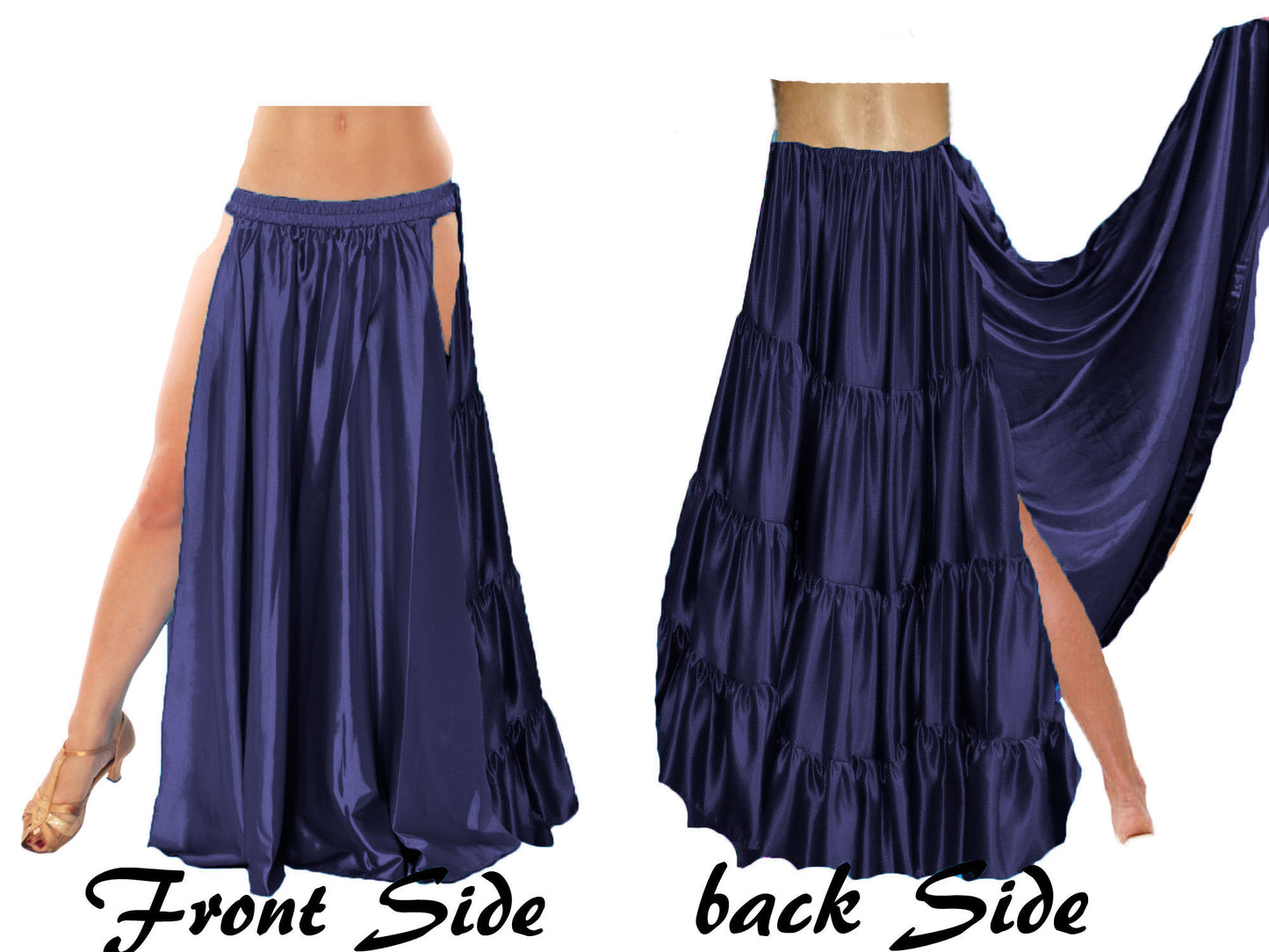 Side Slit A line Belly Dance skirt 4 Layer Skirt S95 - Regular Size 2