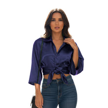 Satin Button Down Crop Top | High-Shine Shirt S-3XL | 41 Colors S116