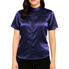 Satin Short Sleeve Button Down Shirt | Chic Blouse S-3XL | 41 Colors S85