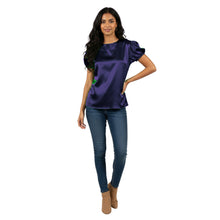 Satin Round Neck Short Sleeve Top | Chic Blouse S-3XL | 41 Colors S89