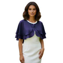 Double Layer Chiffon Peplum Shrug | Solid Color Elegant Evening Bolero | Women's Dressy Cardigan Cover-Up Top C40