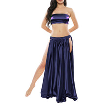 Satin Belly Dance Side Cut Skirt | Slit Flow Costume Plus Size | 41 Colors S1