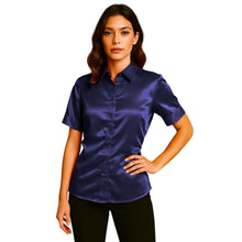 Satin Short Sleeve Button Down Shirt | Button Down Nightwear S-3XL | 41 Colors S107