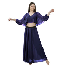 Rich Violet Half Circle Skirt & Ruffle Top Set, perfect performance costume.